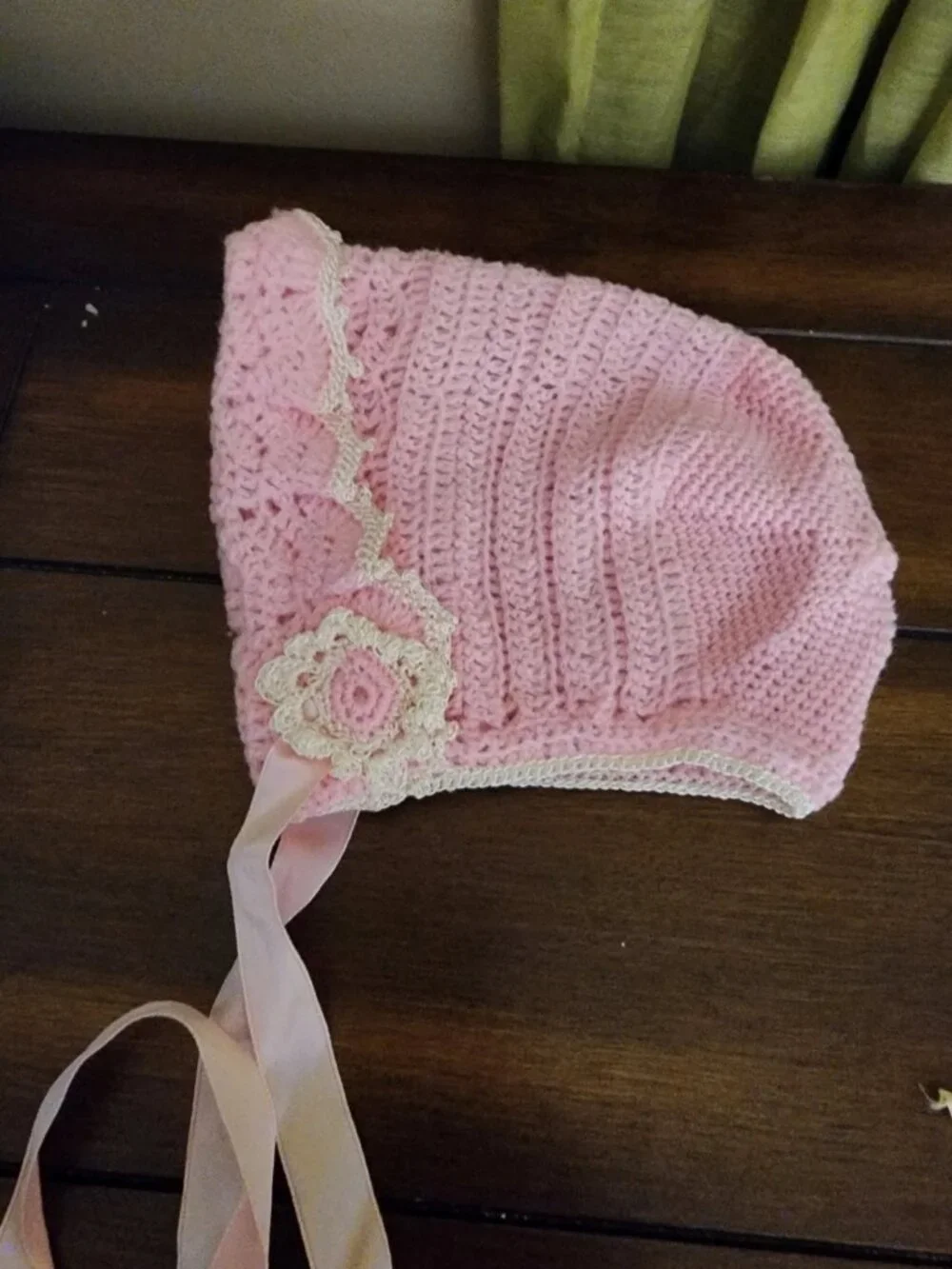 Baby's Pink Handmade Crocheted Bonnet